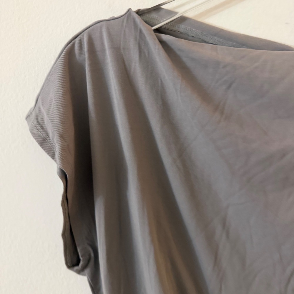OGL Eco-SkinKiss Boatneck Flutter‎ Sleeve Side Tucked Long Tee gray large NWT - Picture 9 of 16
